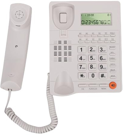 LICAEVEY Schnurgebundenes Festnetztelefon, kein Strom Erforderlich, Notruftelefon mit Anrufer-ID, Kabelgebundenes Schreibtisch-Wandtelefon mit Metallsockel für Senioren Im (White)