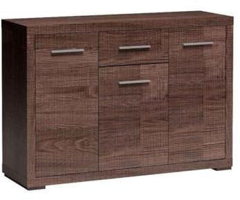 Masseno Kommode Salerno 127,5 cm Sideboard mit 2 Schubladen und 2 Türen für Wohnzimmer Schlafzimmer Modern 127,5x40,5x91 cm Braun