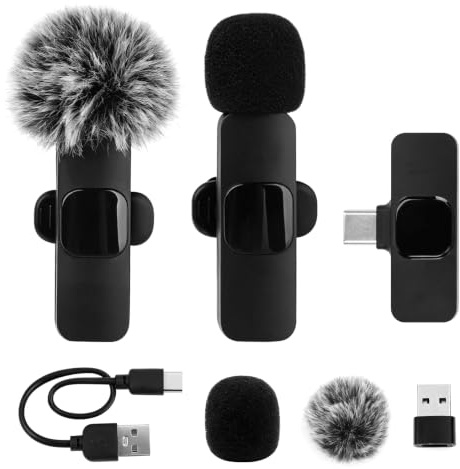 Microfono Lavalier Mini Mic Pro Senza Fili, per iPhone Android, microfono per telefono cellulare con USB-C/USB-connettore/lightning, riduzione del rumore per videoregistrazioni, interviste, podcast