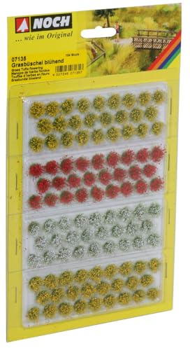 Noch® Ciuffoli di erba fiorita con topping floccato colorato, 104 pezzi, 6 mm, per modellismo e fai da te