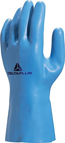 Deltaplus VE920BL10 Naturlatex-Handschuhe Auf Baumwolljersey Träger - Länge: 30 Cm, Blau, Größe 10/11