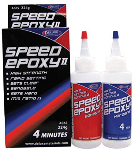 Deluxe Materials AD65 Líquido 224g Adhesivo de epoxy adhesivo y pegamento - Goma (Líquido, Adhesivo de epoxy, Botella flexible, Azul, Rojo, Blanco, 224 g, 2 pieza(s))