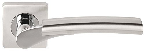 Ultimo Lever Door Handle on Square Rose Satin Nickle/Polished Chrome 3650-SQ