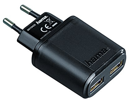 Hama Ladegerät USB Dual-Netzwerk für MP3/Smartphone und Tablet, 2.4 A, Controller Ic, Schwarz