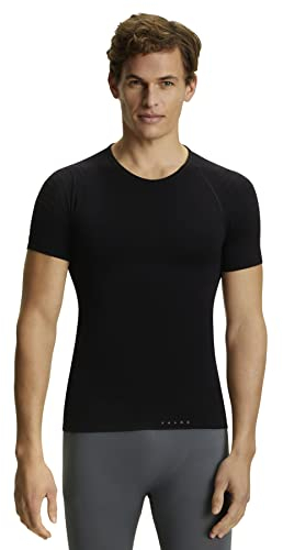 FALKE Herren Baselayer-Shirt Warm Round Neck M S/S SH Funktionsgarn Schnelltrocknend 1 Stück, Schwarz (Black 3000), L