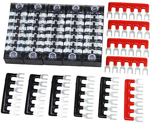 HSeaMall 600 V 15A Schraubklemmenleiste 6 Position Doppelreihige Schraube Streifen Schraube 15 STÜCKE (6Position-5pack)
