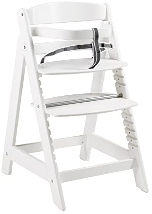 roba Treppenhochstuhl 'Sit Up Click', mitwachsender Hochstuhl vom Babyhochstuhl bis zum Jugendstuhl, innovativer Klickverschluss, Holz, weiß, 1 Stück (1er Pack)
