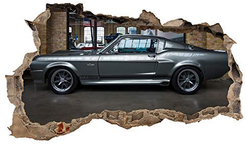 3D Wandtattoo Mauerloch Wandsticker Wandaufkleber Durchbruch Auto Motorrad Kfz selbstklebend H 60 x B 100 Schlafzimmer Wohnzimmer (WL19)