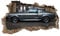 3D Wandtattoo Mauerloch Wandsticker Wandaufkleber Durchbruch Auto Motorrad Kfz selbstklebend H 60 x B 100 Schlafzimmer Wohnzimmer (WL19)