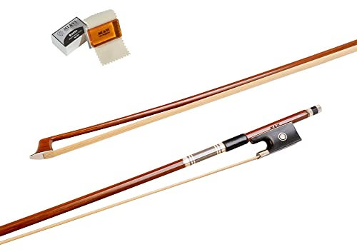 MI&VI Music Pernambuco Violinenbogen (3/4-Größe, mit Kolophonium für Bogenhaare und Ebenholzfrosch, ausbalanciert, leicht, echtes mongolisches Pferdehaar, Violine 3/4)