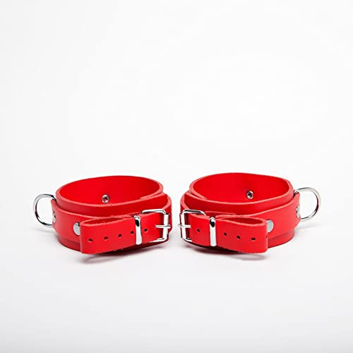 DEMONIA - Schmale Handschellen aus hochwertigem Leder – Gothic-Stil – sexy Bondage BDSM – Zubehör für Erwachsene – Rot