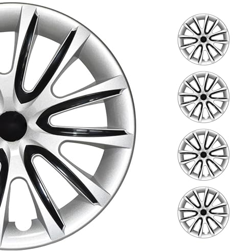 OMAC 4X Radkappen Radzierblenden Radblenden 14 Zoll Stahlfelgen Glänzend Grau-Schwarz