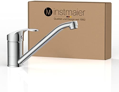 instmaier K1 Küchenarmatur Niederdruck | Wasserhahn Küche | Niederdruck Spültischarmatur | Armatur Spüle | Einhebelmischer | schwenkbar | Chrom