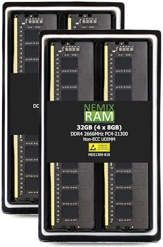 NEMIX Mémoire RAM DDR4-2666MHz PC4-21300 Non-ECC UDIMM 1Rx8 1.2V sans tampon pour PC de bureau 32GB