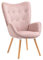 MEUBLE COSY Sessel Wohnzimmer Relaxsessel Lesesessel Lehnstühle Polstersessel Einzelsofa mit Holzbein Ohrensessel für Schlafzimmer Büro Vanity, Stoff, Rosa