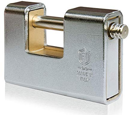 F.T. BUNKER - Cadenas Rectangulaire Blindé en Acier, Ultra Robuste, extérieur (80mm, Clé Paracentrique)