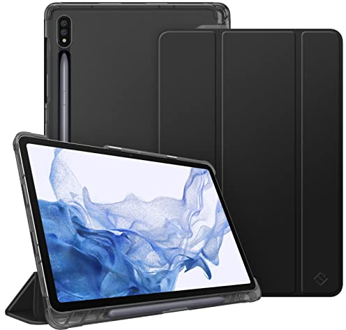 Fintie Hülle für Samsung Galaxy Tab S8 11 Zoll 2022 / Tab S7 11 Zoll 2020 - Silm Schutzhülle mit Transparenter Rückseite Abdeckung Cover Auto Schlaf/Wach Funktion, Schwarz