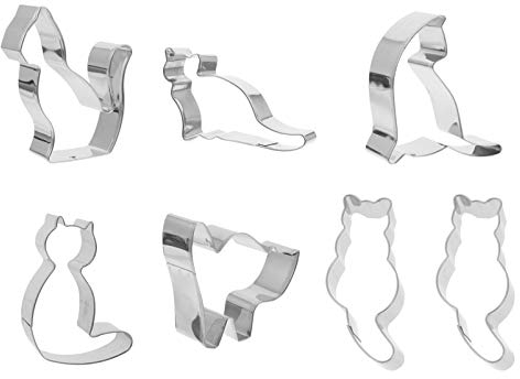 HEMOTON Ausstechformen Weihnachten Edelstahl Ausstecher Set Cartoon Katze Form Keksausstecher Plätzchenausstecher Keksform Plätzchenform für DIY Backen Küche 7 Stück (Zufällige Stil)