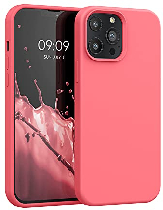 kwmobile Case Compatible with Apple iPhone 13 Pro Max Case - TPU Silicone Phone Cover with Soft Finish - Neon Coral