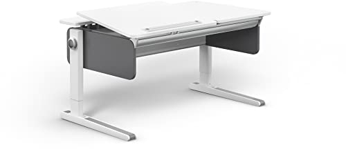 Moll Champion Left Up, höhenverstellbarer Kinderschreibtisch für Jungen und Mädchen, ergonomisch und mitwachsend, Zeitloses Design, Korpus Weiß - Seiten Anthracite, 121 x 72 x 53cm
