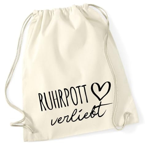 Huuraa Rucksack Ruhrpott verliebt Geschenk 12 Liter Natural Baumwolle Ruhrpott Accessoire