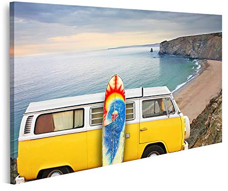 islandburner Bild auf Leinwand Strand Van Surfboard Bilder Drucke Kunst Poster Wandbild