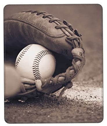 Baseball and Glove Mouse Pad,8.3 X 10.3 in ,Mat Square Waterproof Non-Slip Rubber Base for Computer Laptop Men Women Kids