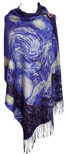 GFM® Schal aus Wollmischung, Kaschmir-Textur, Malerei, Kunstdruck, Schal, Schal für Herbst und Winter, Van Gogh Starry Night- (PWSHL-FS-3353-A)
