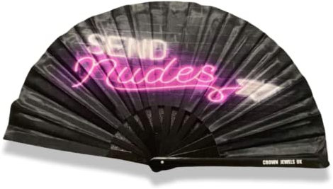 Crown Jewels UK Send bamboo hand folding festival fan, Rave Fan, Pride party, LGBT, Drag Queen Clack Fan for Men, Woman and Children Funny