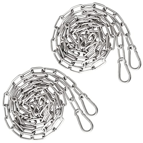 2 stücke Edelstahl Ketten, Stahlkette 1 Meter, Ø3mm Rundstahlkette, Hängesessel Kette, Gliederkette mit Karabiner Edelstahl, Metallkette, Edelstahlkette für Hängesessel, Hängematten, Sandsäcke