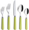 Annova Cutlery Set Stainless Steel with Color Handle - 4 x Dinner Knife; 4 x Dinner Fork; 4 x Salad Fork; 4 x Dinner Spoon; 4 x Dessert Spoon (Light Green)