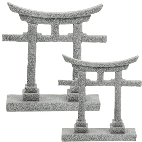 Beavorty Stein Japanisches Shinto Torii Tor 2 Stück Miniatur Aquarium Torii Ornament Zen Garten Zubehör Aquarium Brücke Landschaft Dekoration