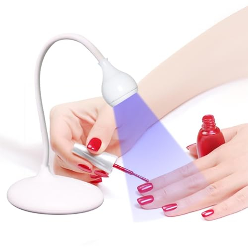 LED Nagel Lampe mit 360 Grad Drehbarem Flexiblem Schwanenhals, UV LED Schreibtisch Nagel Lampe für Gel Nägel, Tragbarer Maniküre Trockner Gel Politur Aushärtung Licht, 3 stufige