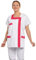 Hurry Jump Blouse Medicale Femme idéal Blouse infirmière Femme Blouse Aide soigante Femme Col Carree Fermeture Pression 3 Poches Coloris par spécialité Blanc et Fushia T3