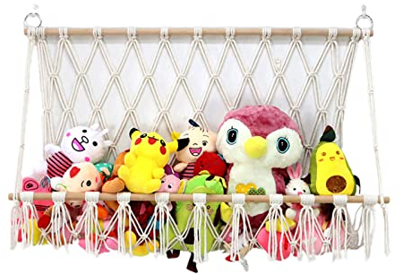 Yajimsa Spielzeug Aufbewahrungs Kuscheltier, Makramee Stofftier Hängematte, Kinderzimmer Stofftier Aufbewahrung Spielzeug Hängematte Für Kuscheltiere Eckspielzeug Netz Für Schlafzimmer