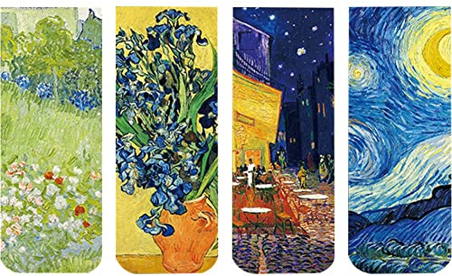 Haowul 4pcs Weltberühmte Gemälde Magnet Lesezeichen Retro Van Gogh Starry Sky Buch Mark Stationery Material School Office Supply