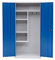 furni24 Metall Putzmittelschrank–Wäscheschrank aus Stahl mit blauen Türen Zweipunktverriegelung incl. 2 Schlüsseln Kleiderspind Stahl Lagerschrank Werkzeugschrank fertig montiert-Grau 92x195x42cm