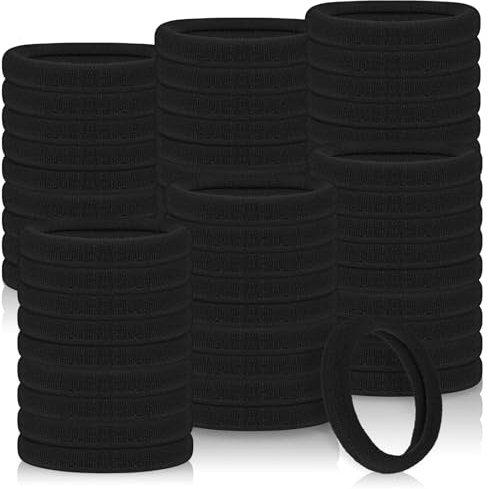 cobee 100 Stück 4 cm Haargummis für Frauen, Nylon Haargummis keine Schäden für dickes Haar nahtlos weiche Haarbänder lose Haargummis Pferdeschwanzhalter Stirnbänder Stretch Haarbänder(schwarz)