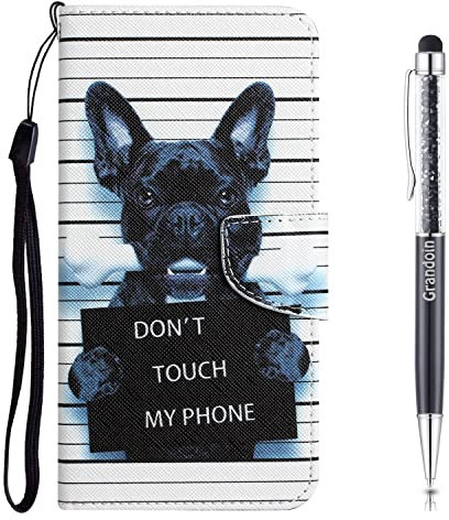 Grandoin Kompatibel mit iPhone 8/7/iPhone SE 2020 Hülle, Handyhülle für iPhone 8/7/iPhone SE 2020(4,7 Zoll), Standfunktion Kartenfach Wallet Leder Schutzhülle Flip Case Klapphülle (Hund)