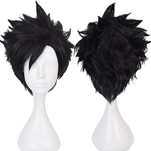 maysuwell Schwarze Perücke für Cosplay Perücke Kostüm Männer Kurz Anime Natürlich Weich Party Haar Perücken