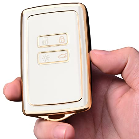 OATSBASF Autoschlüssel Hülle für Renault, 4-Tasten Schlüsselhülle Cover für Renault Clio Espace 5 Master Bus Talisman Megane USW Fluence Duster Megane Kadjar Coque Captur Zoe Koleos Scenic (Weiß)