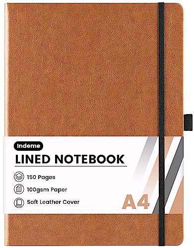 Notizbuch A4 - Notizbuch A4 mit 144 Seiten Premium Papier | Notizbuch aus Kunstleder, klassisches Schreibbuch, 21,21 x 29,08 cm, Hardcover, Braun