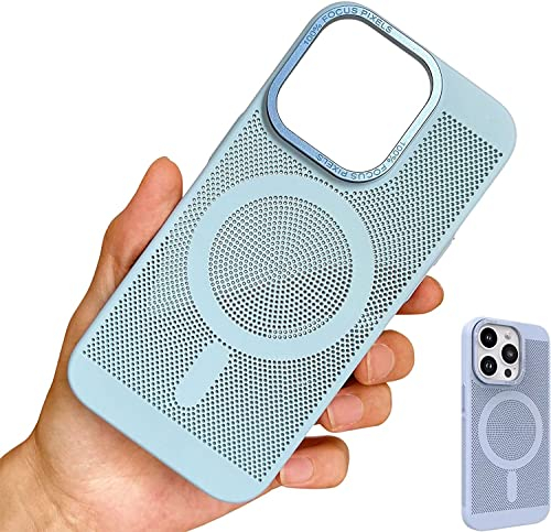 2023 Neu Wärmeableitungs-Stahlmaschen-magnetische Anziehungs-Fall-Abdeckung,Mattes Gefühl Kühlendes atmungsaktives Mesh Magnetisches kabelloses Ladecase für iPhone 14 13 Pro Max