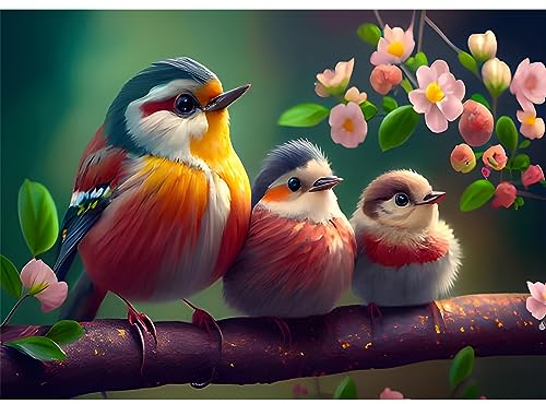 EOBROMD 5D Diamant Painting Bilder Erwachsene Süße Vögel, Tiere Diamond Painting, DIY Blumen Diamant Malerei Set für Wanddekoration 30x40 cm
