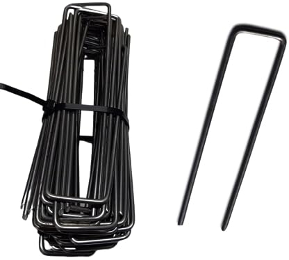 (100 Stück) Erdanker aus Stahl Unverzinkt - 150 mm Lang, 30 mm Breit, Ø 4 mm - Bodenanker für Unkrautvlies, Kunstrasen, Garten - Erdnägel Heringe Stabil