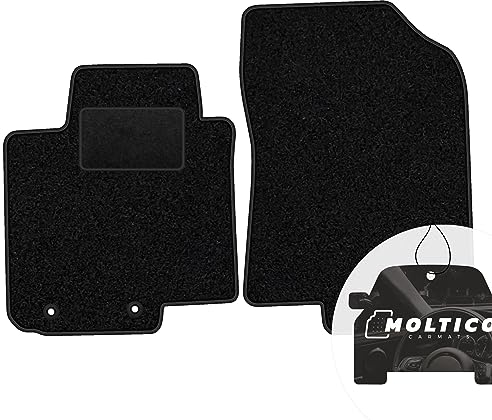 moto-MOLTICO Vorne Fußmatten Auto Velours Autoteppiche Schwarz Automatten Set 2-teilig passend für Hyundai i20 II III 2015-2020
