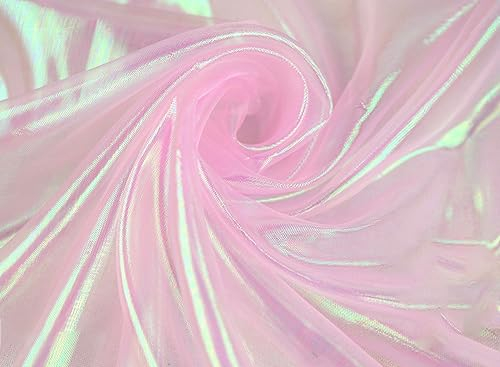 Organzastoff zum Nähen Meterware, 200cm x 150cm Bunte Glitzer Organza Tüllstoff Tüll Dekostoff zum DIY Basteln Bekleidung Tüllrock Gardine Schals Vorhänge Tischdecken Hochzeit Party Deko,Hell-Pink