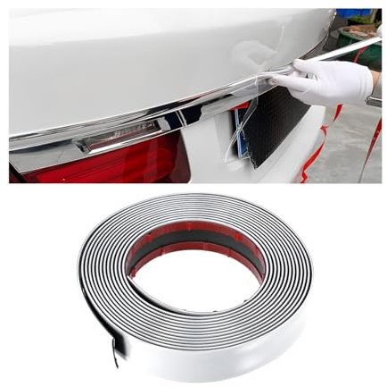 JNNJ Moulure Chrome, Auto Flexible Bande Adhésive Moulures Chrome, Bande De Protection De Bord Chromé, Bande Protection Extérieur Voiture DIY Chromé Trim, Auto Styling Strip Moulure Chrome(Argent)