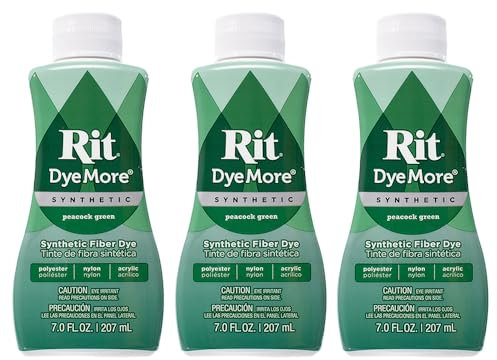 Rit DyeMore - Tinte de fibra líquida sintética de 7 onzas para ropa, decoración y manualidades, color verde pavo real (paquete de 3)