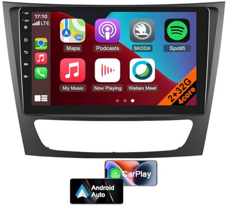 Android 12 Autoradio für Mercedes Benz E-Klasse/G-Klasse/CLK-Klasse/CLS-Klasse W211 mit CarPlay Android Auto, 9 Zoll Touchscreen GPS-Navigation, WLAN, Bluetooth, FM, USB-Autoradio (4core 2GB+32GB)